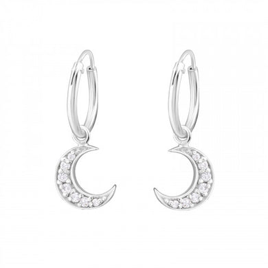 925 Silver Moon Hoops Earring