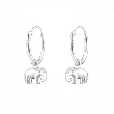 925 Silver Hoops Elephant Earring