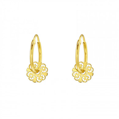 925 Silver Gold Hoops Earring