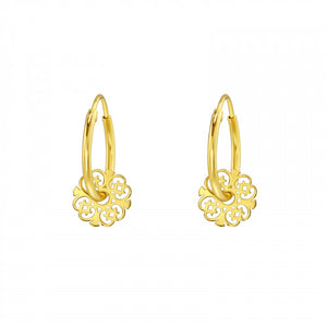 925 Silver Gold Hoops Earring