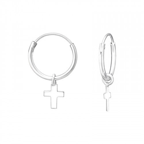 925 Silver Cross Hoops Earring