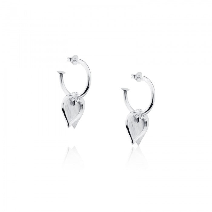 925 Silver Double Heart Hoop
