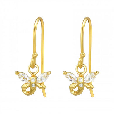 925 Silver Gold Dragonfly Earring