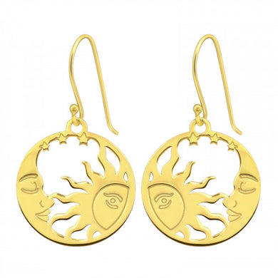 925 Silver Moon Sun Earring