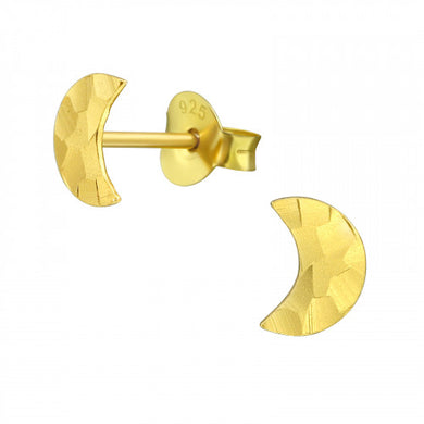 925 Silver Gold Moon Earring