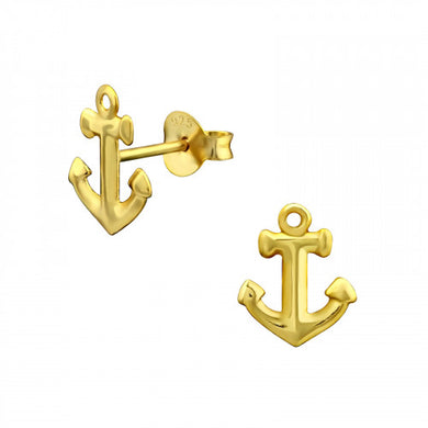 925 Silver Gold Anchor Earring