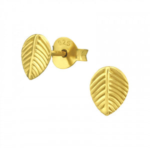 925 Silver Gold Leaf Earring