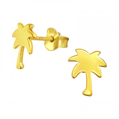 925 Silver Gold Palm Tree Earring