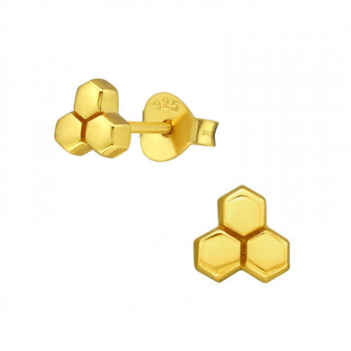 925 Silver Gold HoneyComb Earring