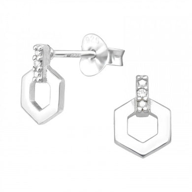 925 Silver Hexagon Earring