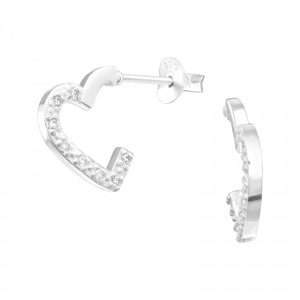 925 Silver Heart Hoops Earring