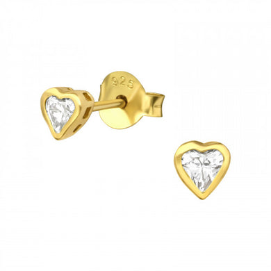 925 Silver Gold Heart Earring