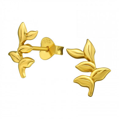 925 Silver Gold Leaf Earring