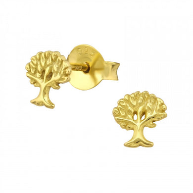 925 Silver Gold Tree Earring