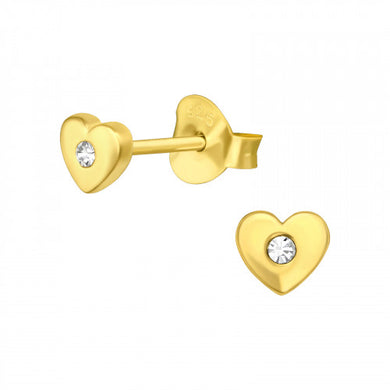 925 Silver Gold Heart Earring