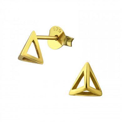 925 Silver Gold Pyramid Earring