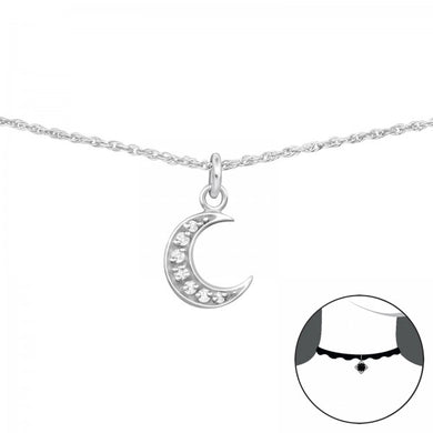 925 Silver Moon Choker with Cubic Zirconia