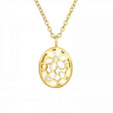 925 Silver Gold Flower Necklace