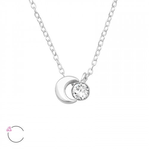 925 Silver Moon Crystal Necklace