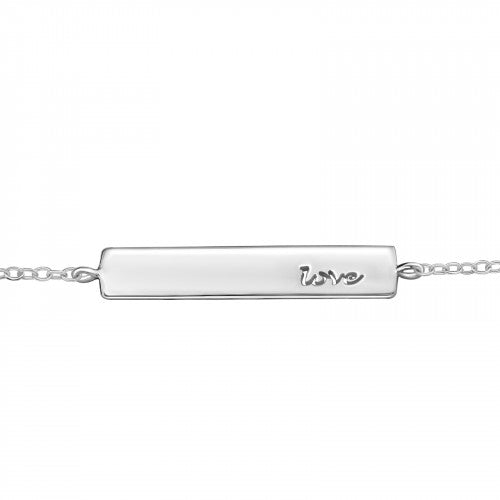 925 Silver Bar Love Bracelet