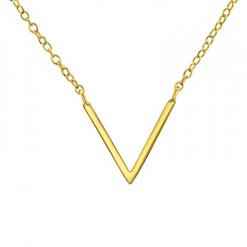 925 Silver Gold Chevron Necklace