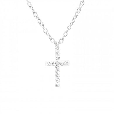 925 Silver Cross Crystal Necklace