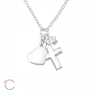 925 Silver Heart Cross Necklace
