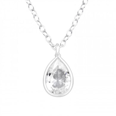 925 Silver Pear Diamond Necklace