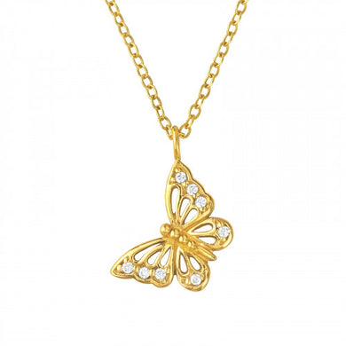 925 Silver Gold Butterfly Necklace