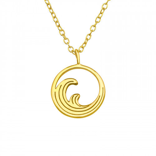 925 Silver Gold Wave Necklace