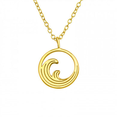 925 Silver Gold Wave Necklace