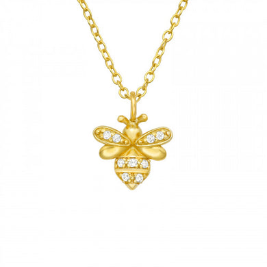 925 Silver Gold Bee Necklace