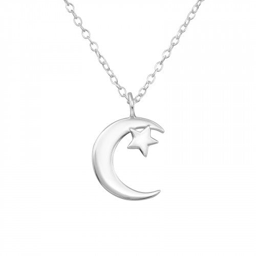 925 Silver Moon Star Necklace