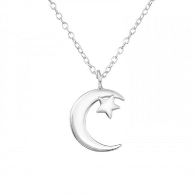 925 Silver Moon Star Necklace