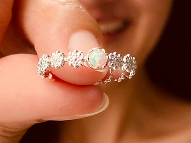 925 Silver Ring Opal Trendy Collection