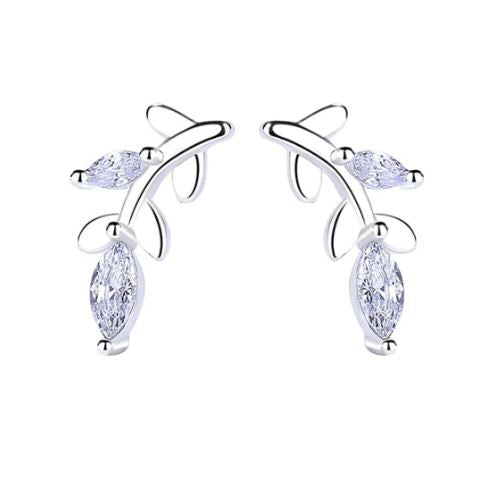 925 Silver Women's Leaf Stud