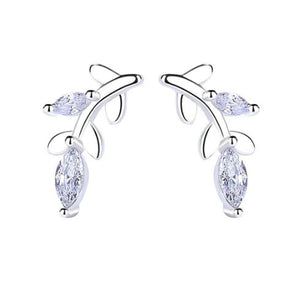 925 Silver Women's Leaf Stud