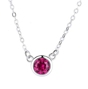 925 Silver Women's Pink Diamond Necklace