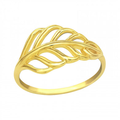 925 Silver Gold Leaves Ring