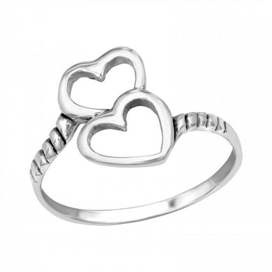 925 Silver Double Heart Ring