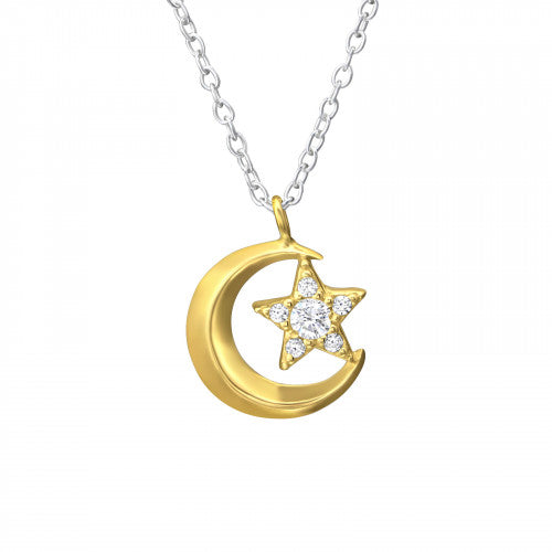 925 Silver Moon Star Necklace