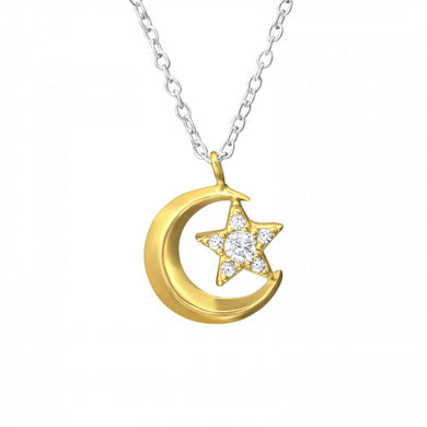 925 Silver Moon Star Necklace