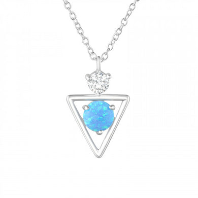 925 Silver Geometric Opal Necklace