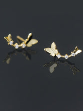 Load image into Gallery viewer, 925 Silver Gold Butterfly Earring