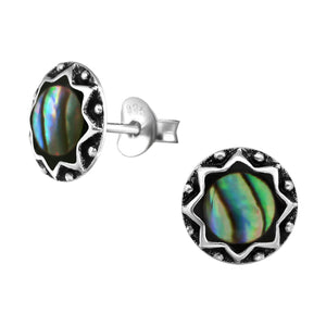 925 Silver Epoxy Round Earring