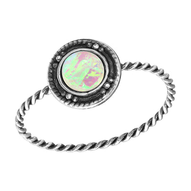 925 Silver Round Opal Ring