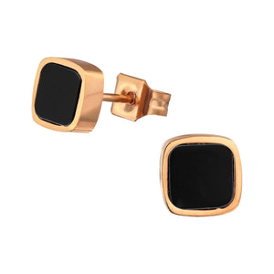 Titanium Rose Gold Square Earring