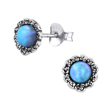 Load image into Gallery viewer, 925 Silver Flower Opal Earring