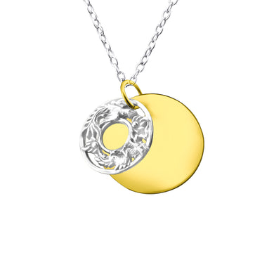 925 Silver Petterned Circle Necklace