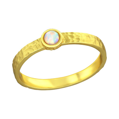 925 Gold Silver Hammered Ring